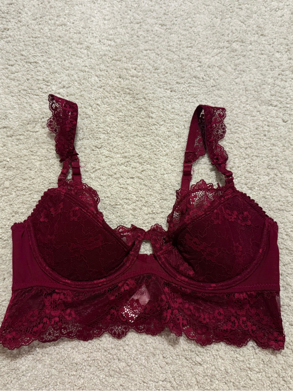 Lace vintage Underwire Bra in Wine